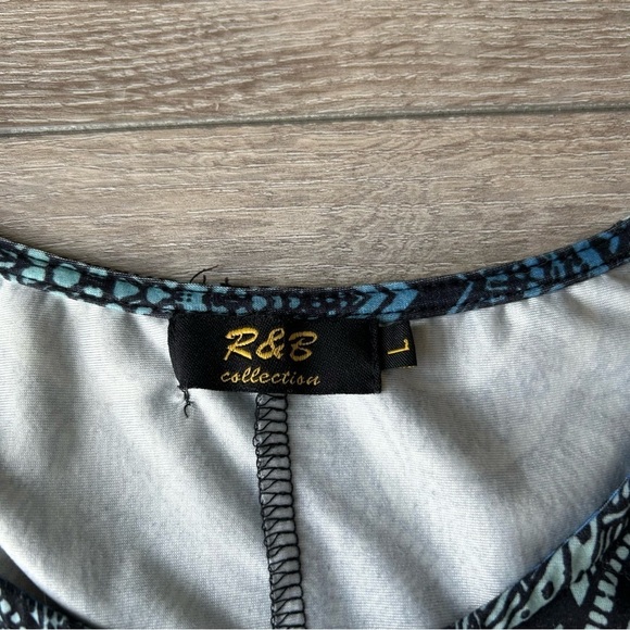 R&B Collection Turquoise Floral Sleeveless Ombre Maxi Dress - Picture 6 of 14